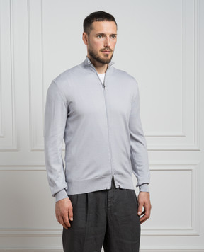 Cashmere&Whiskey Серый кардиган с шелком и кашемиром FS08