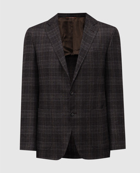 Canali Сірий блейзер з вовни в клітинку CF0126023275