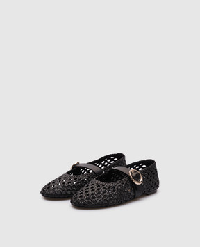 Stuart Weitzman Черные кожаные балетки Thea Mary Jane SK781