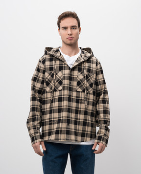 Off-White Бежевая рубашка в клетку с капюшоном OMGE031C99FAB001