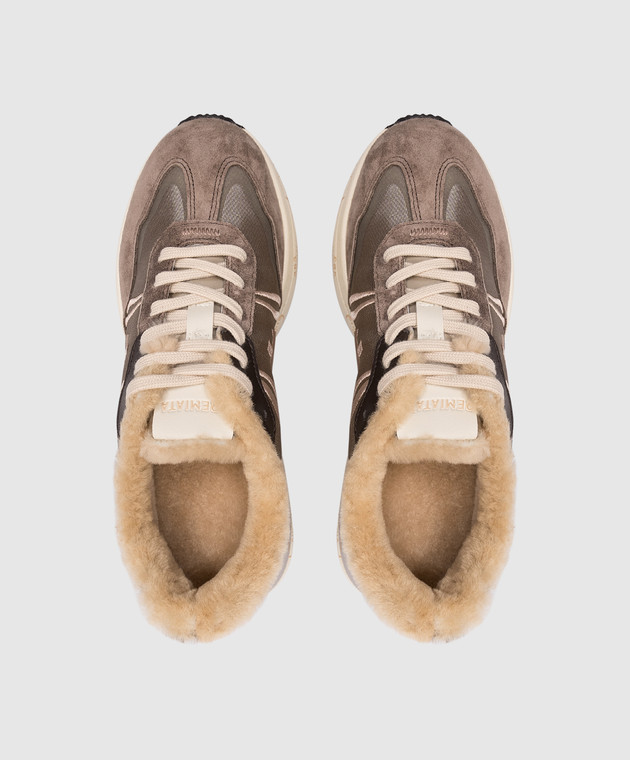 Premiata Коричневые комбинированные кроссовки Cassie на меху CASSIE изображение 4