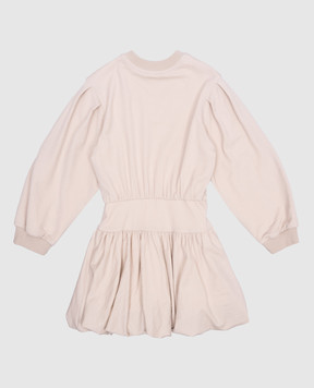Brunello Cucinelli Детское бежевое платье из шерсти с аппликацией B0R25A314C