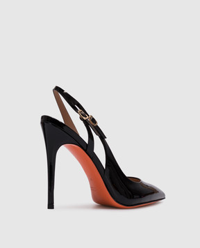 Santoni Черные кожаные лакированные босоножки AUDREY WDSX70298HA2BVHD
