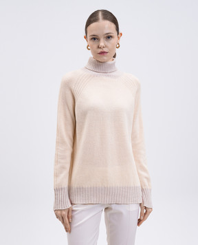Twinset Бежевый свитер из шерсти и кашемира с люрексом 252TP3582