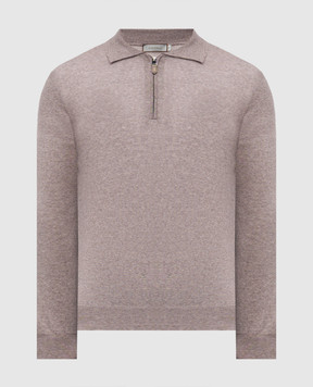 Canali Бежевое меланжевое поло из шерсти MK01149C0572