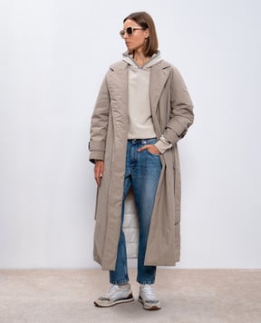 Brunello Cucinelli Бежеве худі з ланцюжком моніль MN05NHR209