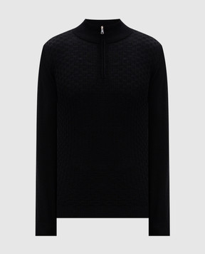 Cashmere&Whiskey Черный джемпер из мериноса шерсти в узор CH077