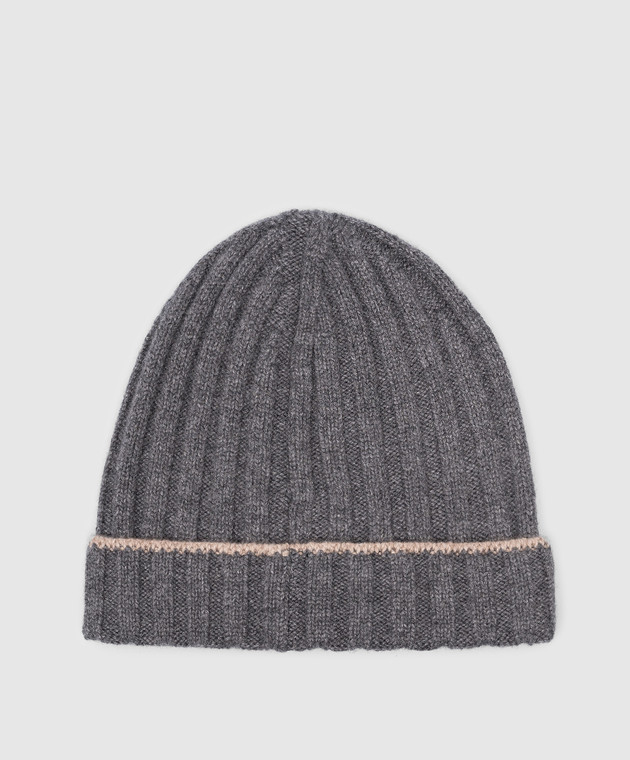 Brunello Cucinelli Сіра шапка з кашеміру в рубчик M2240900 зображення 3