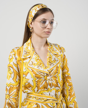 Dolce&Gabbana Белая лента твили из шелка с принтом Майолика. FS215AGDAOY