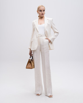 Max Mara Белый жакет TESO из льна в полоску TESO