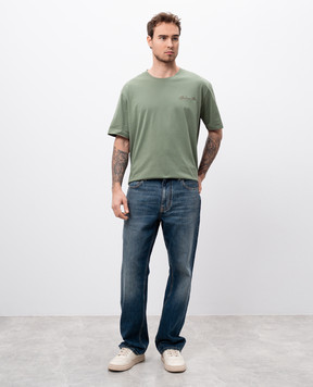 Balmain Зеленая футболка с вышивкой логотипа DH1EG010BC68