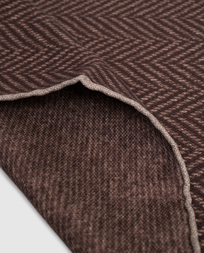 Brunello Cucinelli Коричнева двостороння хустка-паше із шовку у візерунок MI8730091