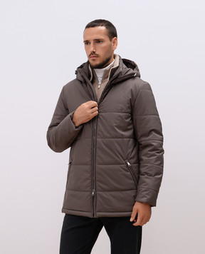 Cashmere&Whiskey Серая стеганная куртка с гравировкой монограммы логотипа. CWSS24004