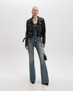 Alexander McQueen Синие джинсы клеш с эффектом потертости 817639QMACV