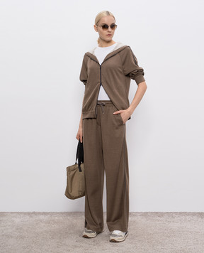 Brunello Cucinelli Коричневые спортивные брюки с шелком MD828SM689