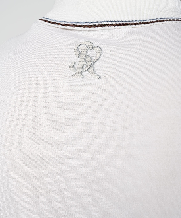 Stefano Ricci Голубое поло с шелком в узоре с вышивкой монограммы логотипа K818084P31F24286 изображение 5