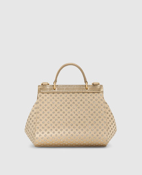 Dolce&Gabbana Детская золотистая сумка кросс-боди Sicily с кристаллами и глитером EB0003AU184