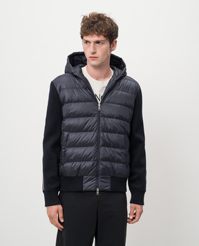Moncler Синяя комбинированная куртка с логотипом J20919B00022M1131