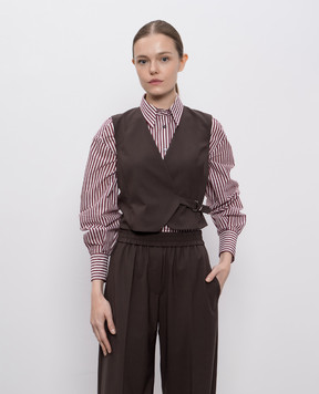 Brunello Cucinelli Коричневый жилет с шерстью на запах MPW07SW706