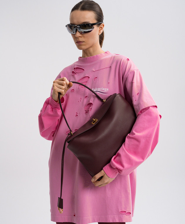 Balenciaga Бордовая кожаная сумка Rodeo 7897722AA4V изображение 2