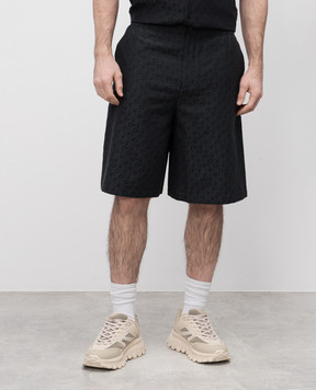 Off-White Черные шорты с шелком в тканом узоре. OMCB092C99FAB001
