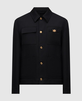 Versace Черная куртка из шерсти с эмблемой 10188521A08771