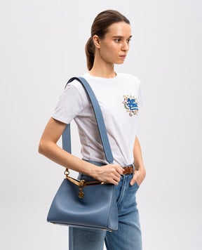 Etro Блакитна шкіряна сумка VELA WP1B0002AU022