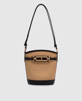 Tom Ford Бежевая комбинированная сумка с логотипом. L1817TRA004X
