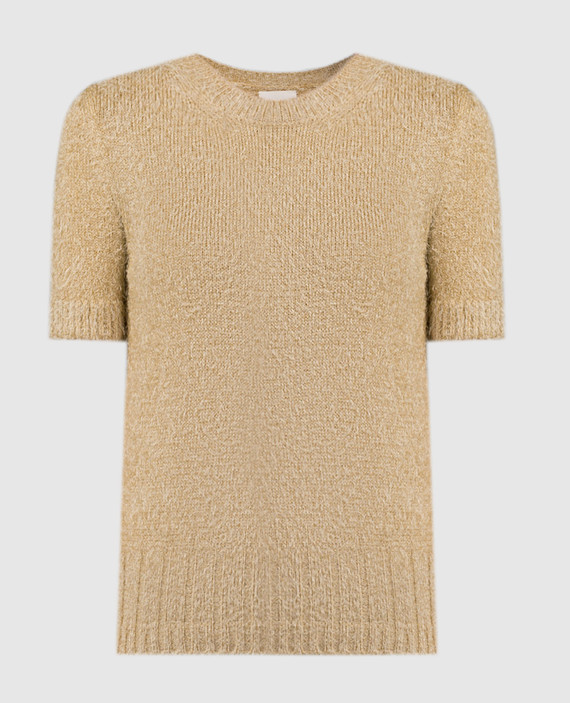 Beige T-shirt made of silk and cashmere