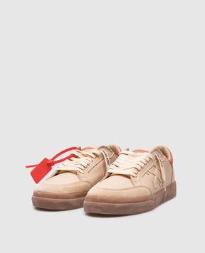 Off-White Бежеві шкіряні кросівки Vulcanized з вінтажним ефектом OMIA293S25LEA002