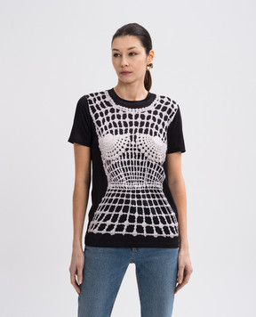 Balmain Черная футболка с принтом EF1EF000GE48