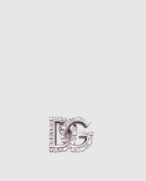 Dolce&Gabbana Серебристая брошь в виде логотипа DG с кристаллами WPR2L1W1111