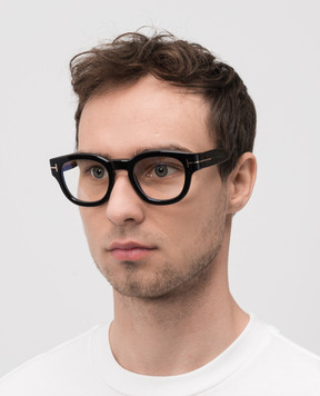 Tom Ford Чорні окуляри BLUE BLOCK з гравіюванням логотипа FT6028B
