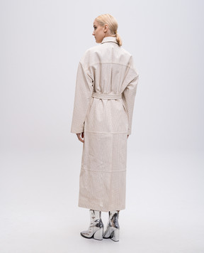 Max Mara Sportmax Бежевый кожаный перфорированный плащ ANTIOPE ANTIOPE1234