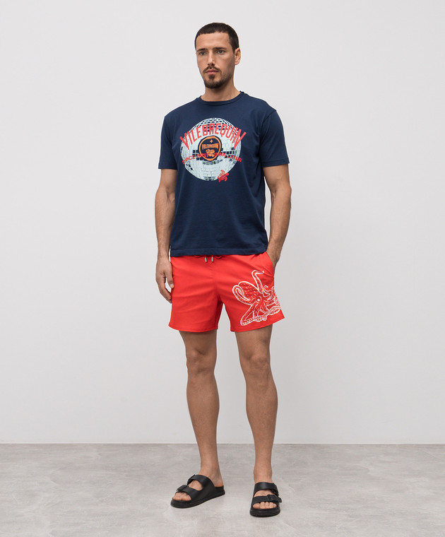 Vilebrequin Синяя футболка Disco Ball с принтом логотипа PTSC9025 изображение 2