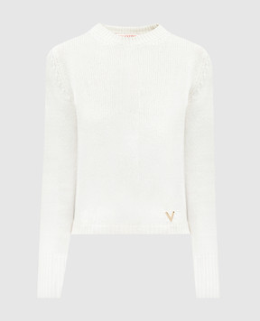 Valentino Білий светр із кашеміру з логотипом V Gold 5B3KC34I7EV