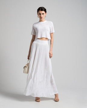 Balmain Белая юбка макси с плиссированием CF0LE456KG23