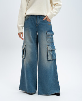 Off-White Синие джинсы карго с логотипом OWYB019F24DEN002
