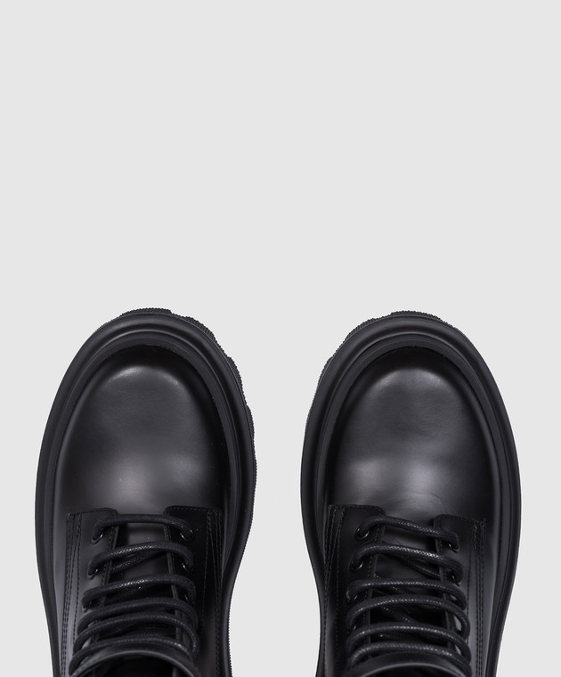 Dolce&Gabbana Черные кожаные ботинки с металлическим логотипом DG CT1057AB640 изображение 4