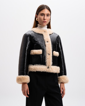 Gucci Черная дубленка с эффектом жатки 16588Y