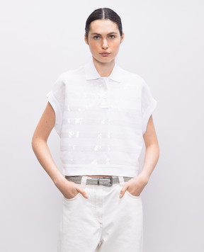 Brunello Cucinelli Белое поло с пайетками M0T63SM415