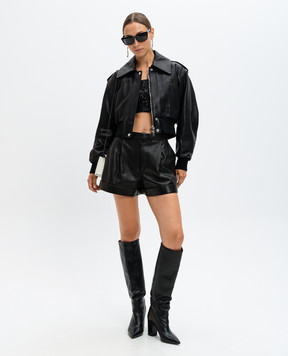 Alexander McQueen Черные кожаные шорты с отворотами 770562Q5AL1