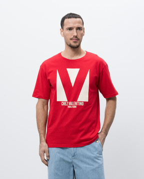 Valentino Червона футболка з принтом CHEZ VALENTINO 6V3MG16PAQ9