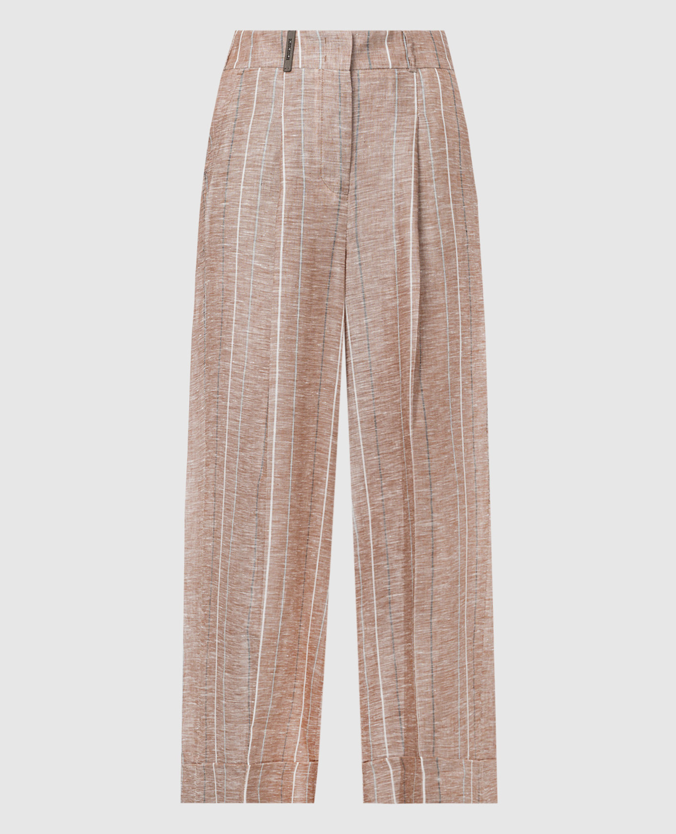 Brown striped linen pants