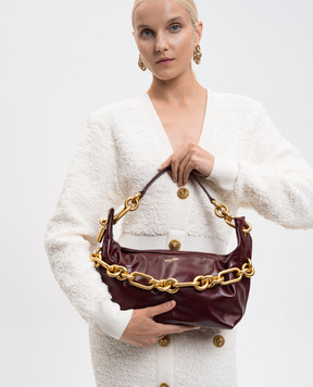Balmain Бордова шкіряна глянцева сумка Sync FN0BS002LMTE