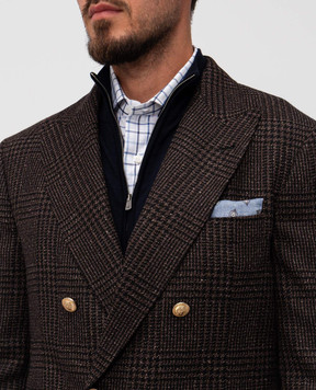 Brunello Cucinelli Синя двостороння хустка-паше із шовку в принт MI8770091
