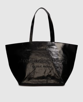 Alexander Wang Черная кожаная сумка-тоут с фактурным логотипом 20224T01L