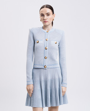 Balmain Блакитний кардиган у фактурну смужку FF1KL240KI83