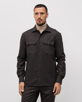 Brunello Cucinelli Коричнева сорочка з вовни M038P0720