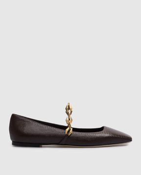 Jimmy Choo Коричневые кожаные балетки Diamond Tilda Flat DIAMONDTILDAFLATCW